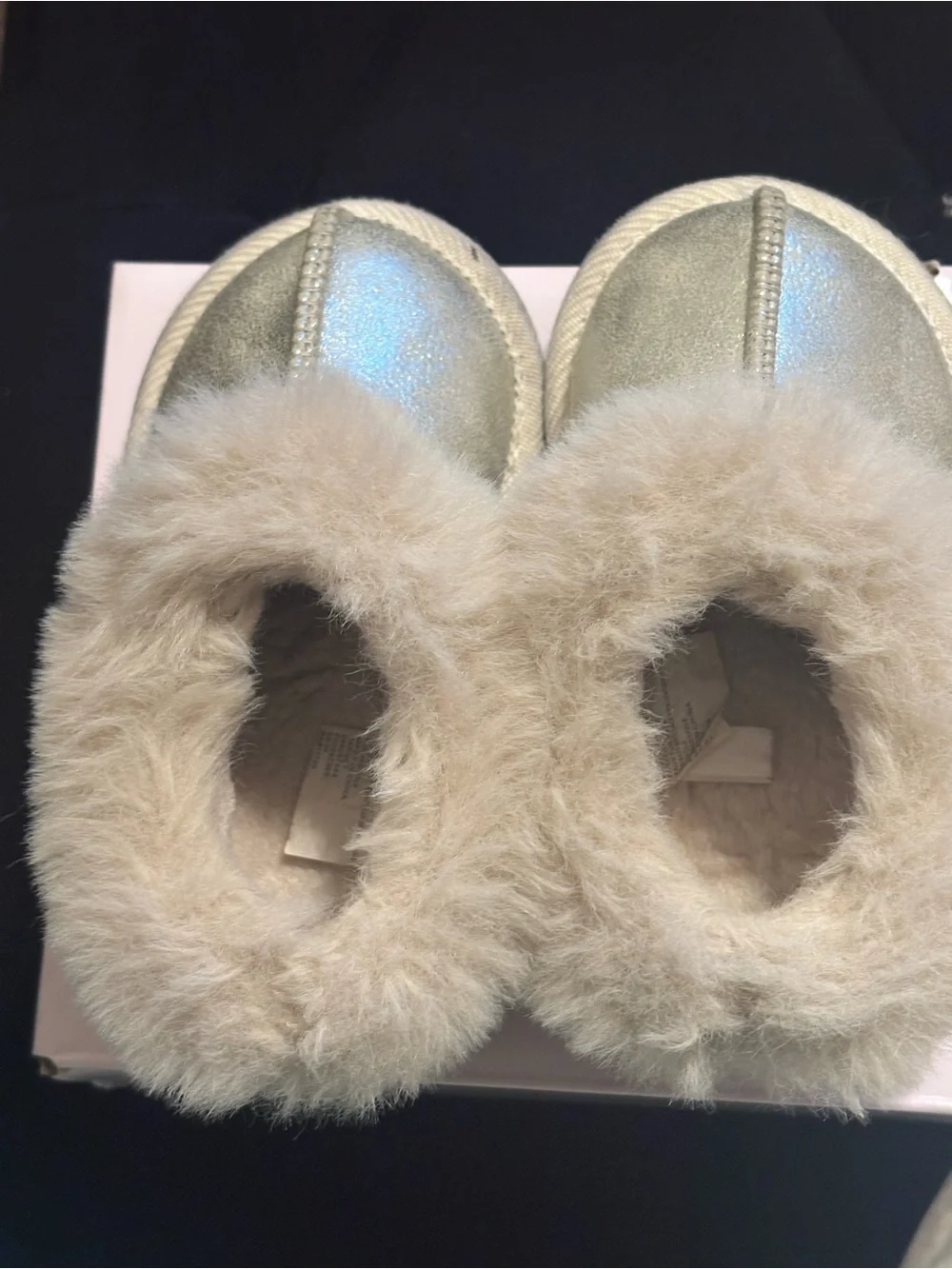 Kids Metallic Cream/goldPom Slip-On Shoes